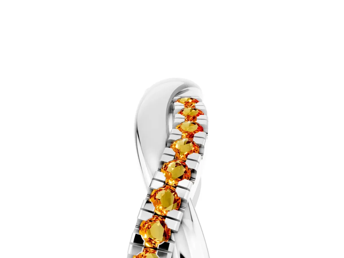 Round Citrine Twisted Infinity Band with Prong Setting Platinum