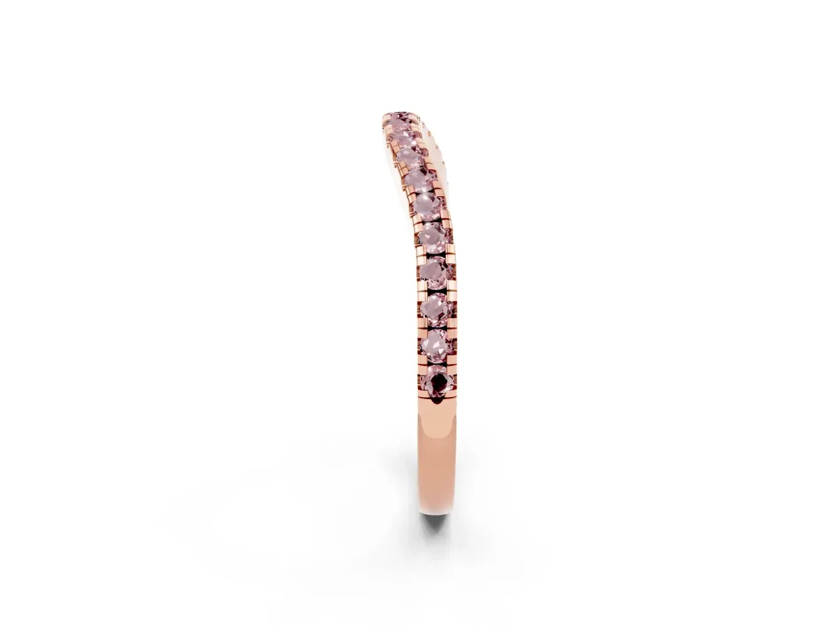 Round Morganite Pavé Half Eternity Band with Shared Prong Setting Rose gold