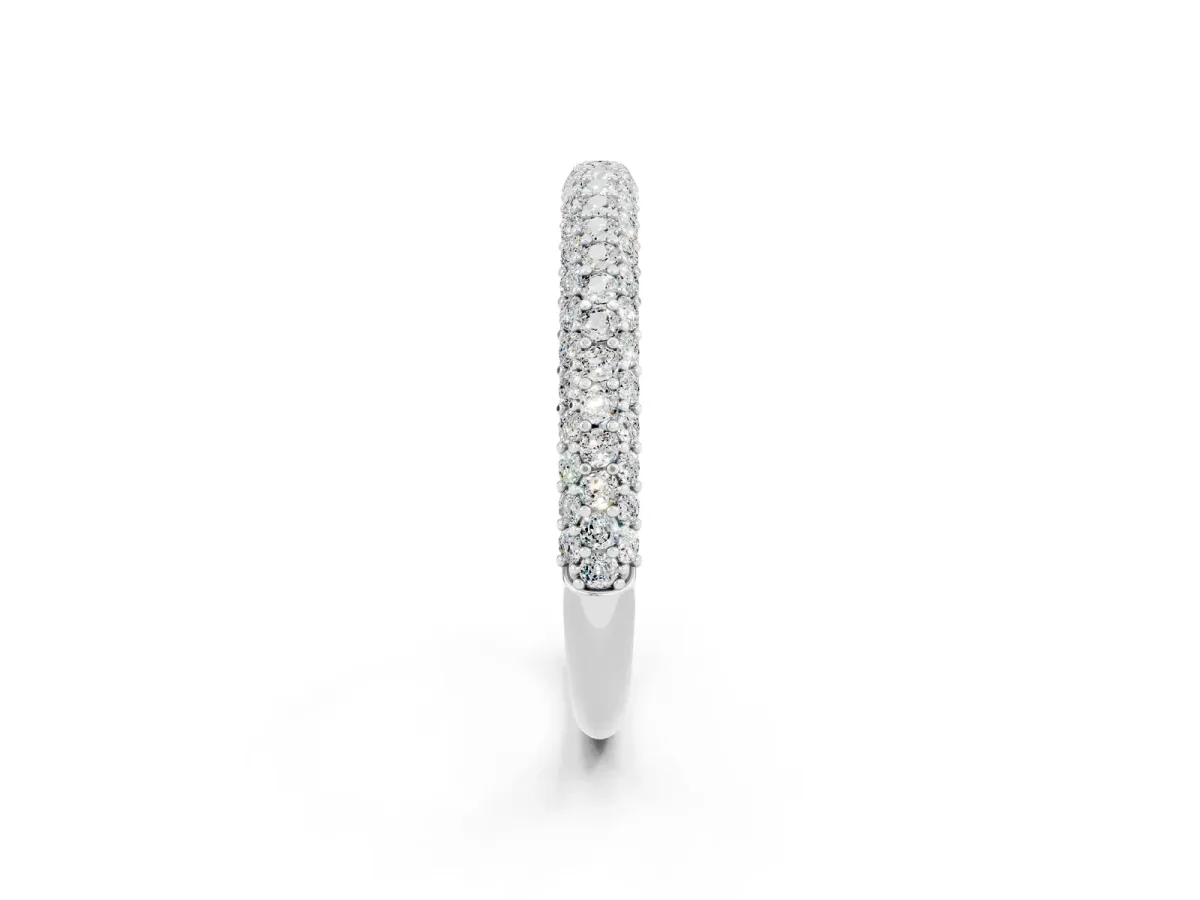 Round Moissanite Pavé Eternity Band with Shared Prong Setting White gold