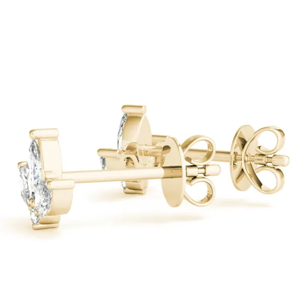 Marquise Cluster Stud Earrings with Round Prong Setting Yellow gold