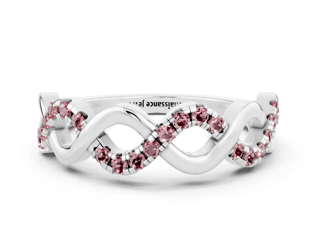 Twist Infinity Round Morganite Band with Pavé Setting Platinum