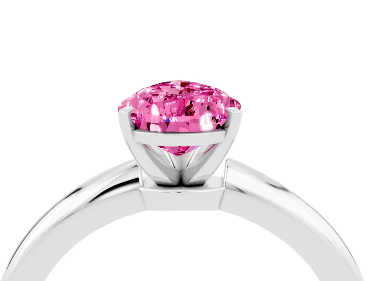 Pear Cut Pink Sapphire Solitaire Ring with Six-Prong Setting and Classic Band Silver