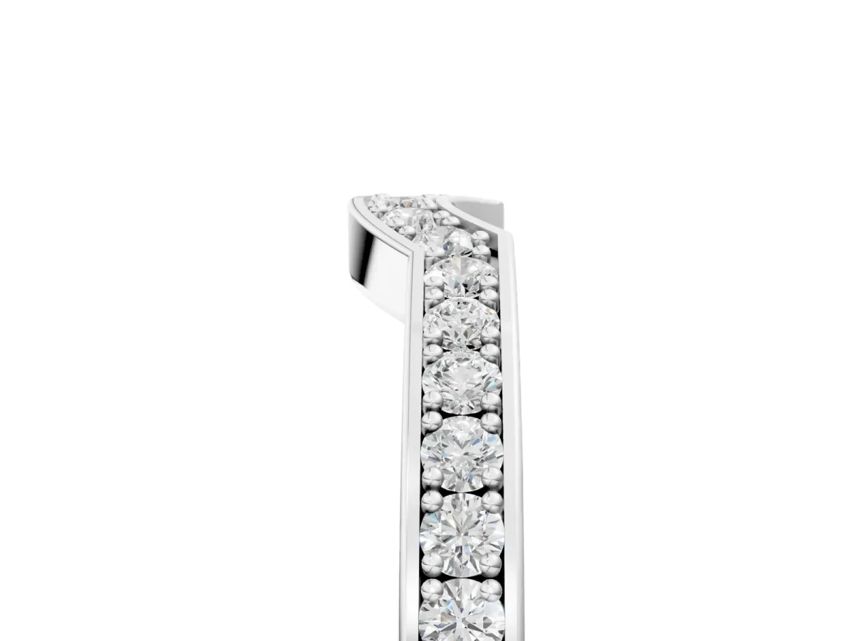 Pavé Round Diamond Contour Band with Channel Setting Platinum