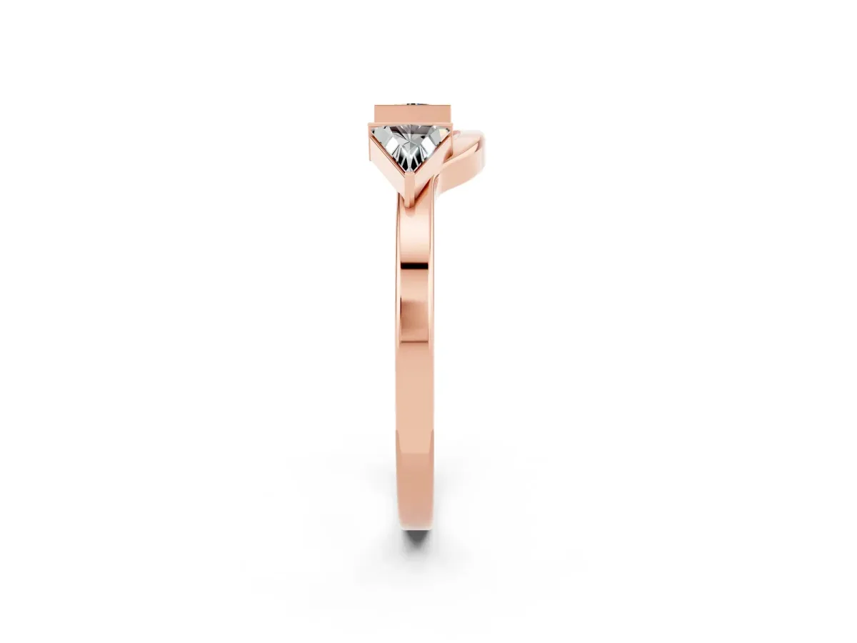 Trillion Moissanite Open Band Ring with Bezel Setting Rose gold