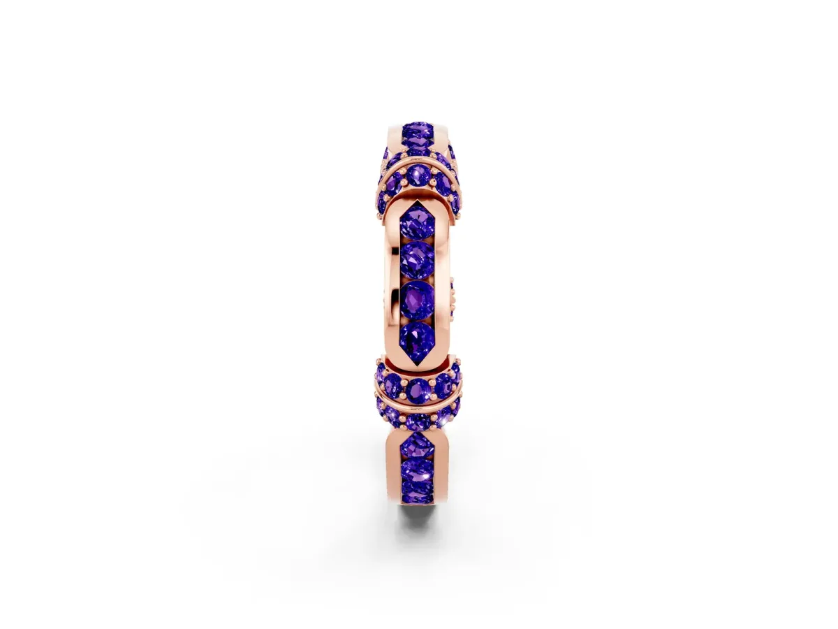 Pavé Round Tanzanite Link Band with Bezel Setting Rose gold