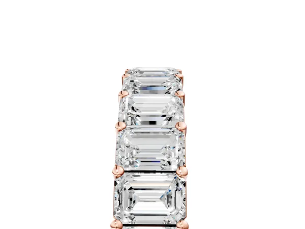 Emerald Cut Diamond Eternity Band with Shared Prong Setting Rose gold