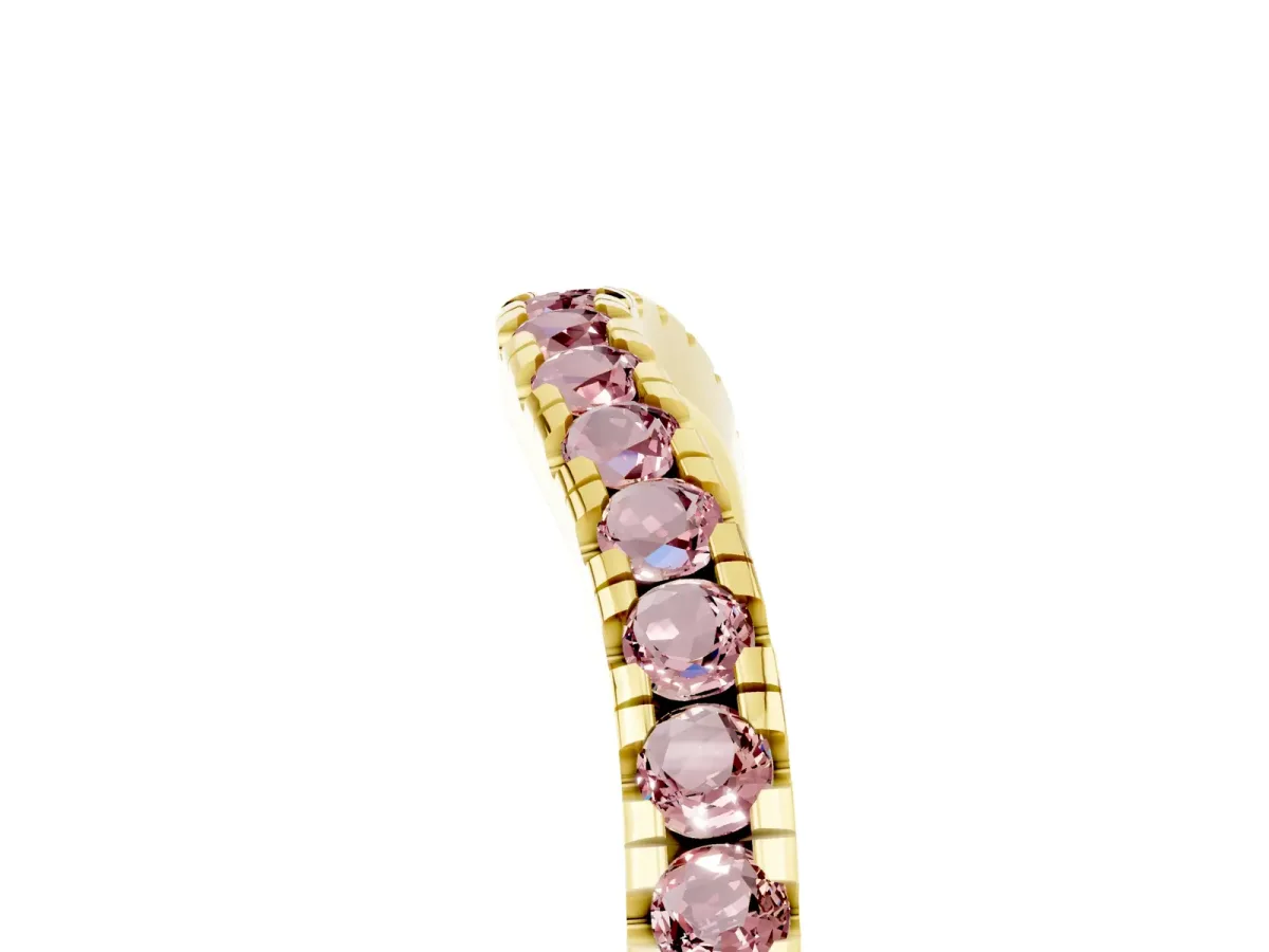 Morganite Pavé Curved Wedding Band Yellow gold