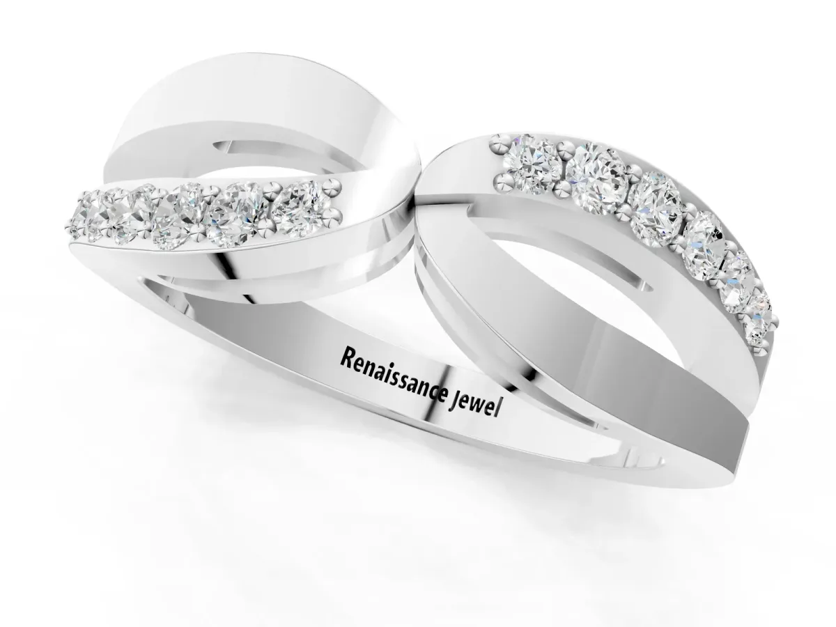 Twist Pave Round Diamond Infinity Band with Channel Setting Silver