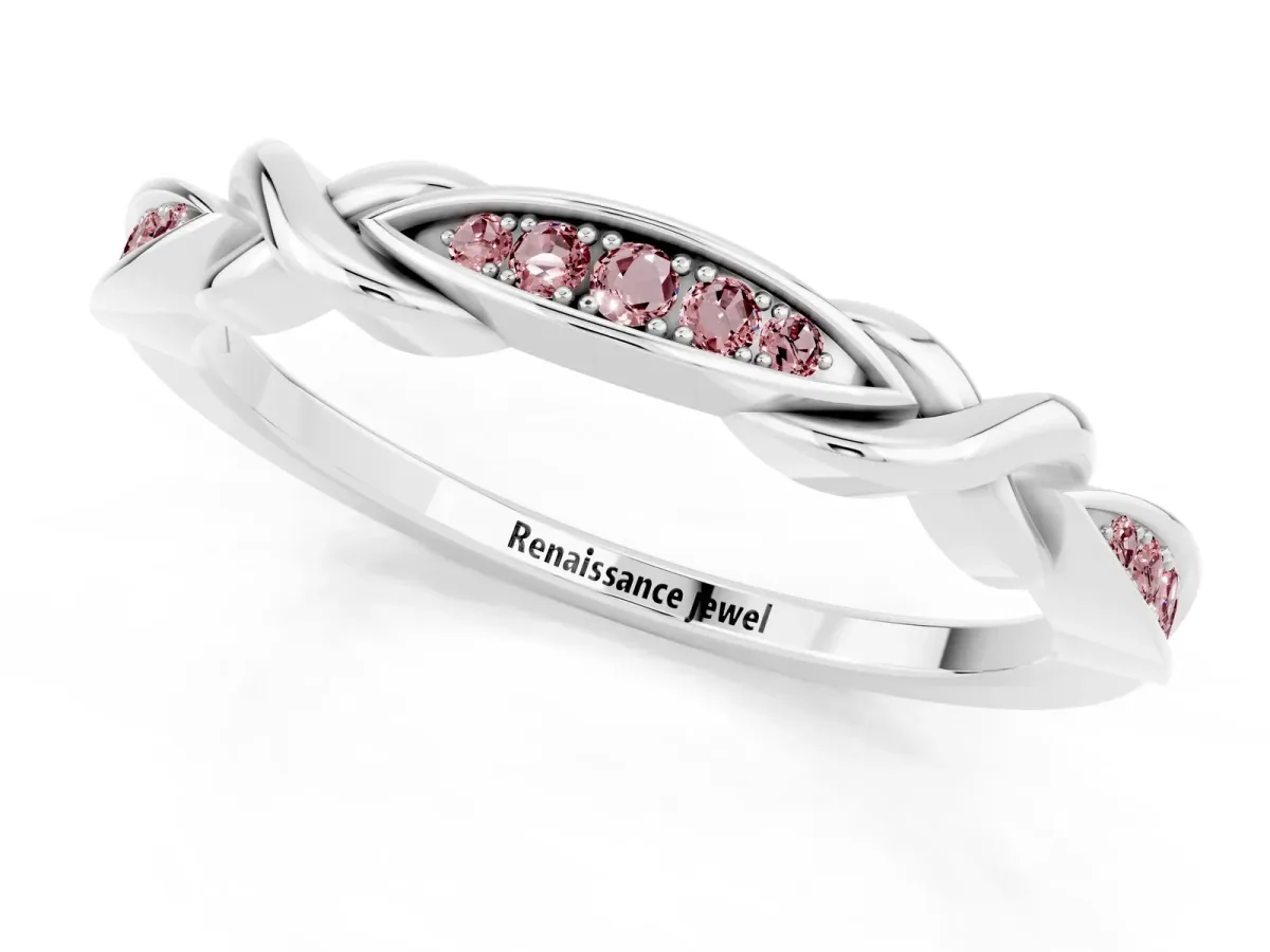 Twisted Marquise Morganite Pavé Band with Shared Prong Setting Platinum