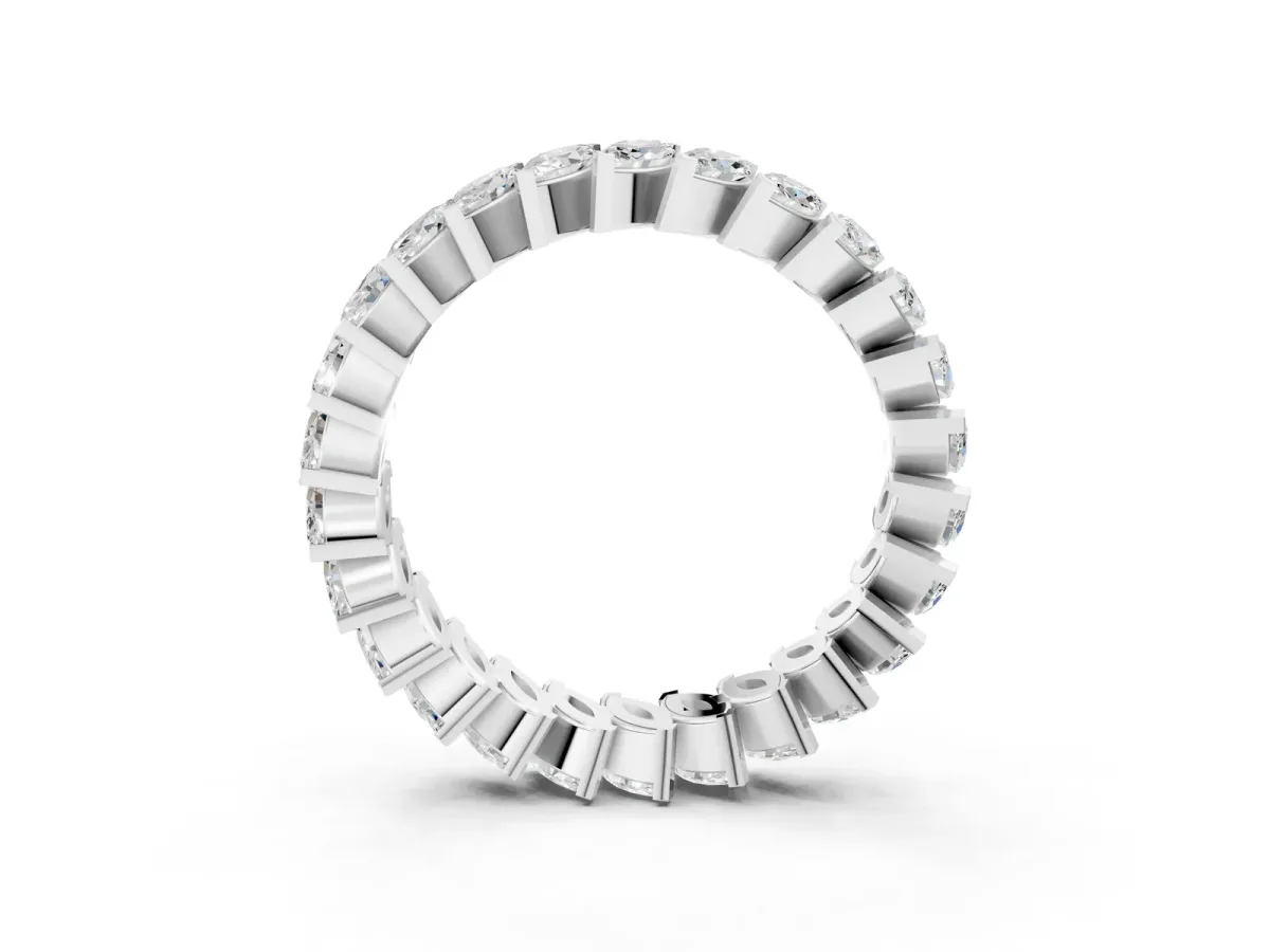 Marquise Diamond Shared Prong Full Eternity Band Silver