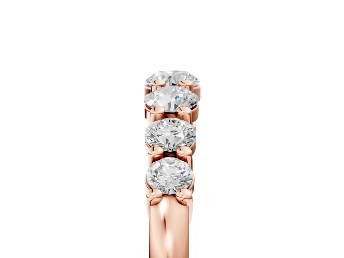 Round Diamond Prong-Set Half-Eternity Band Rose gold