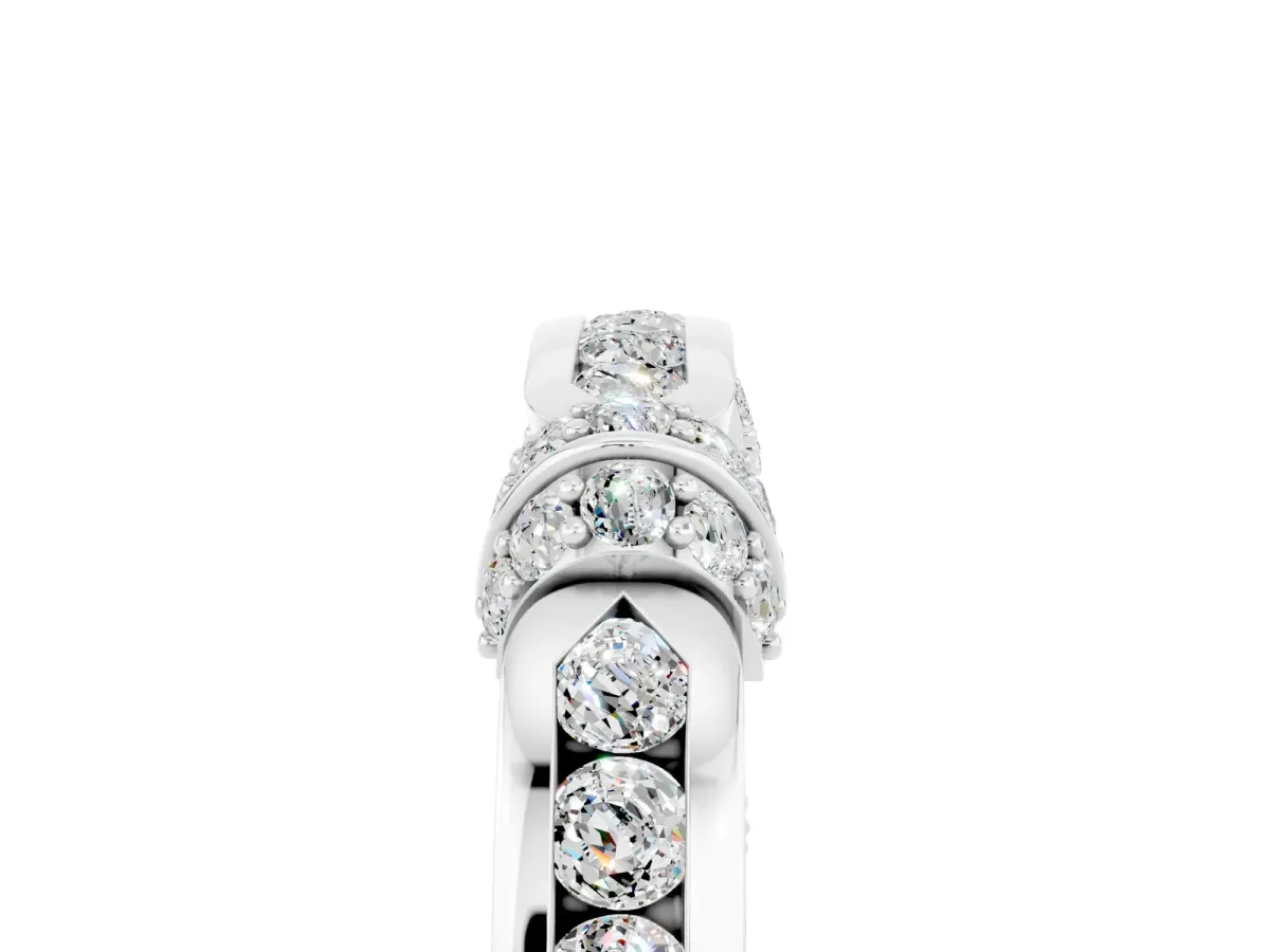 Pavé Round Moissanite Link Band with Bezel Setting Silver