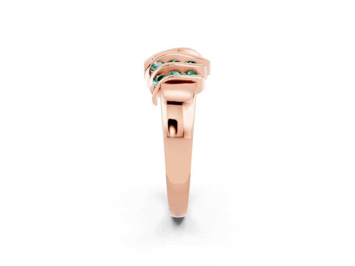 Round Green Sapphire Multi-Row Crossover Band Rose gold