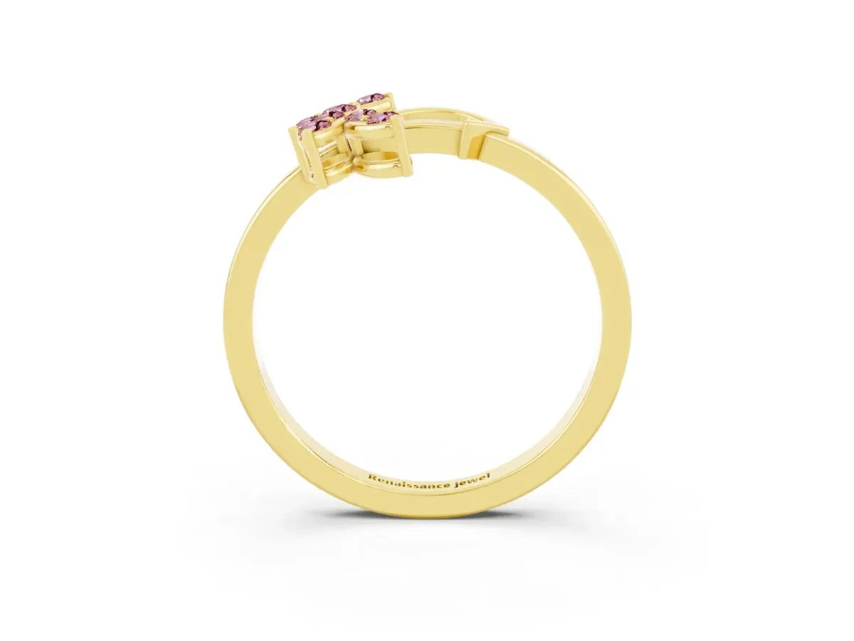 Marquise Morganite Cluster Bypass Ring with Prong Setting Yellow gold