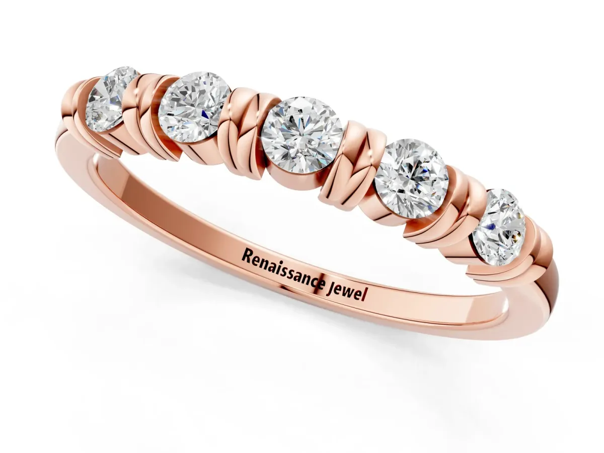 Bezel-Set Round Diamond Half-Eternity Band Rose gold