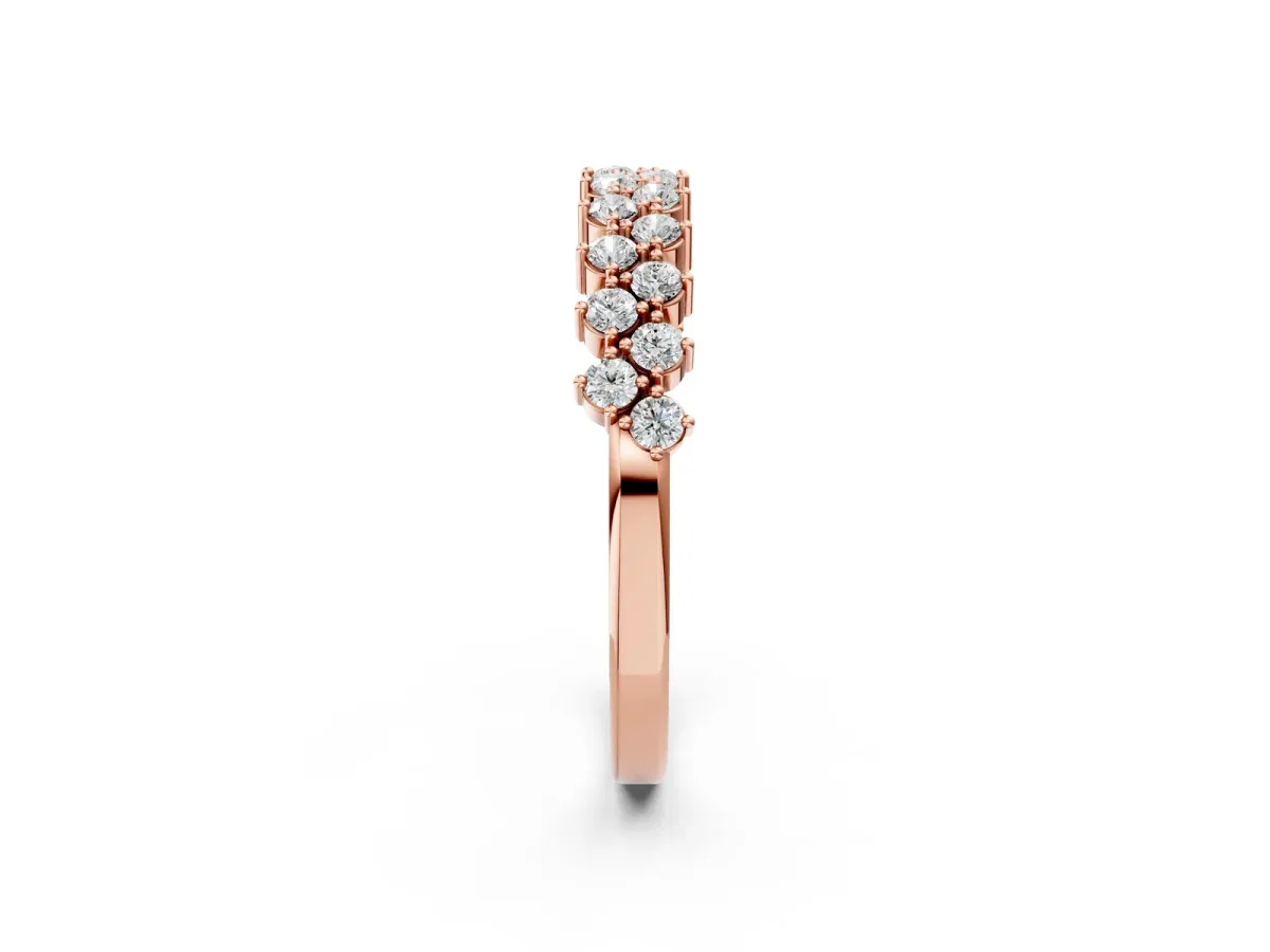 Round Diamond Prong Set Chevron Band Rose gold