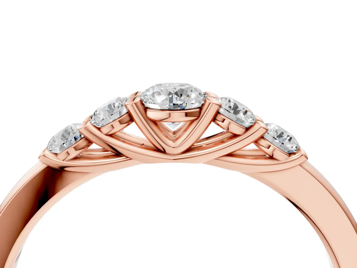 Five-Stone Round Diamond Prong Set Half Eternity Band Rose gold