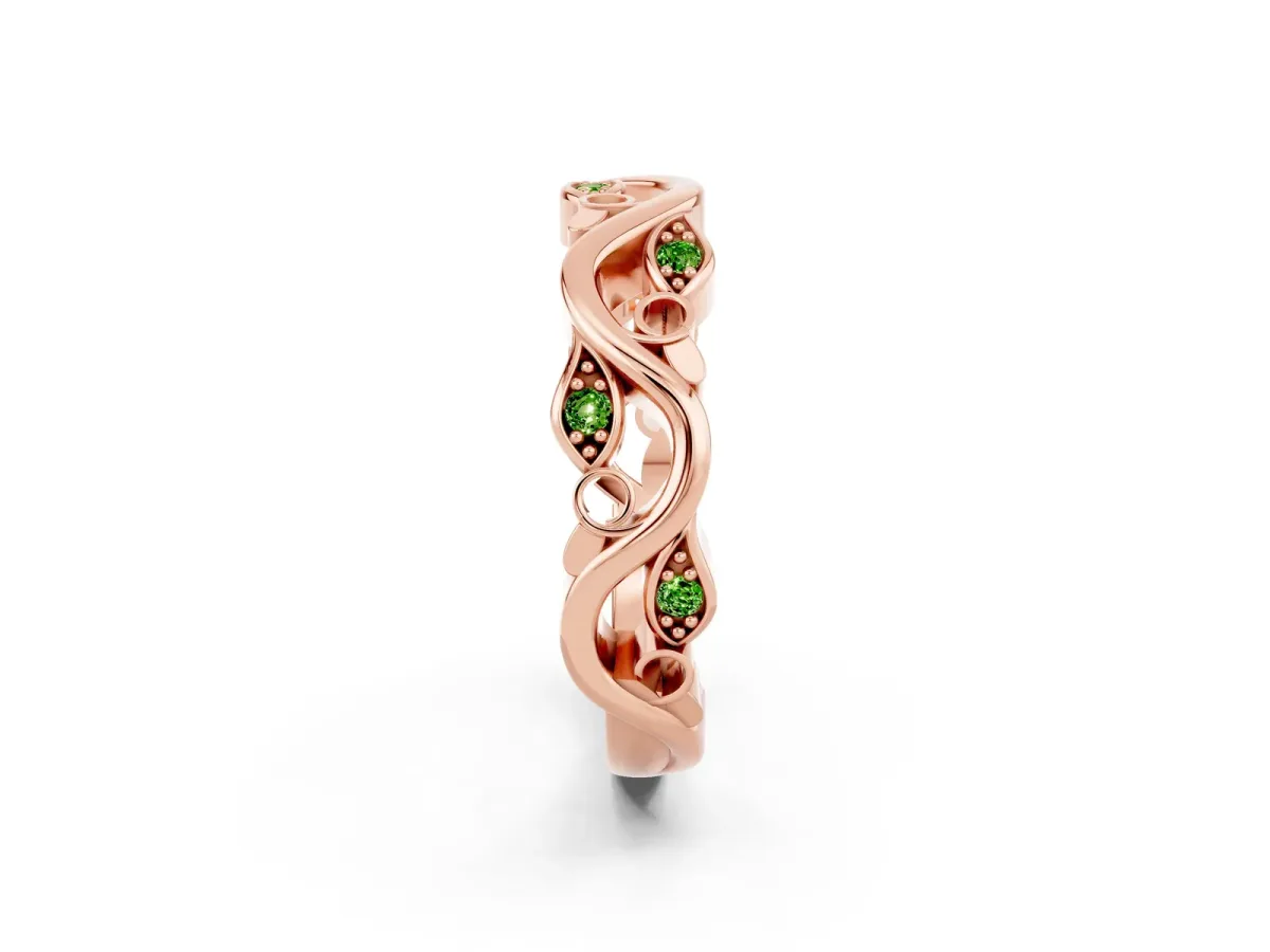 Marquise Peridot Vine Eternity Band with Bezel Setting Rose gold