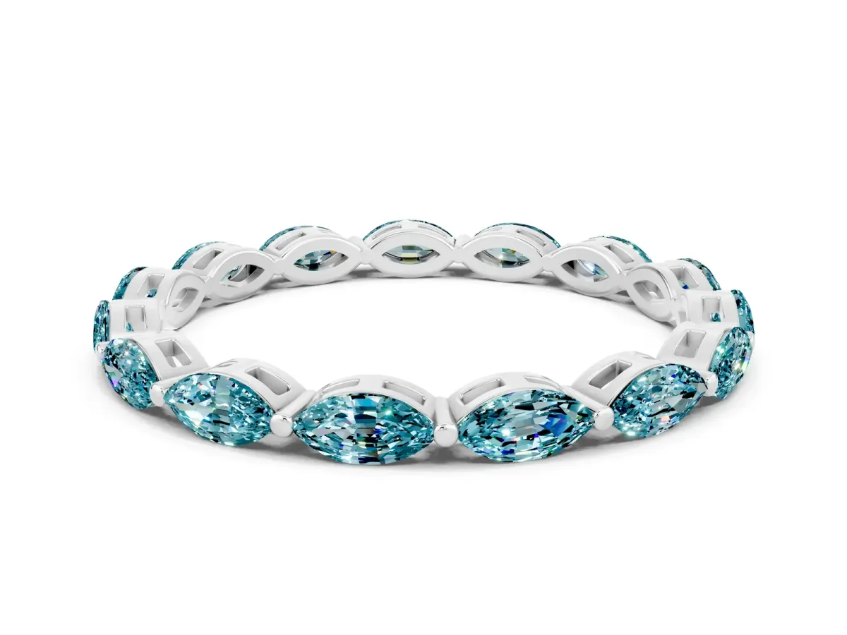 Marquise Blue Topaz Eternity Band with U-Prong Setting Silver