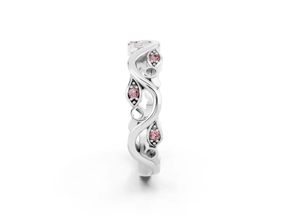 Marquise Morganite Vine Eternity Band with Bezel Setting Platinum