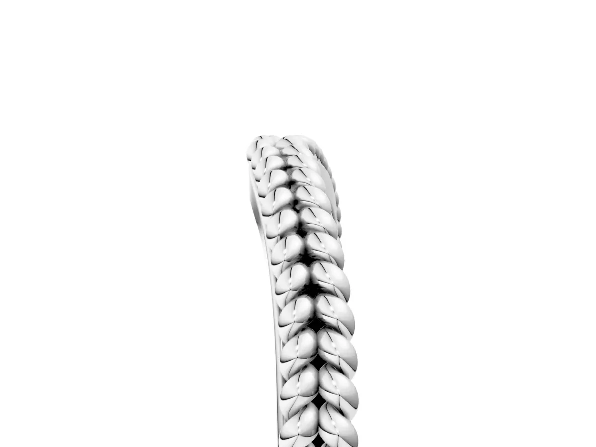Braided Milgrain White Gold Contour Band Silver