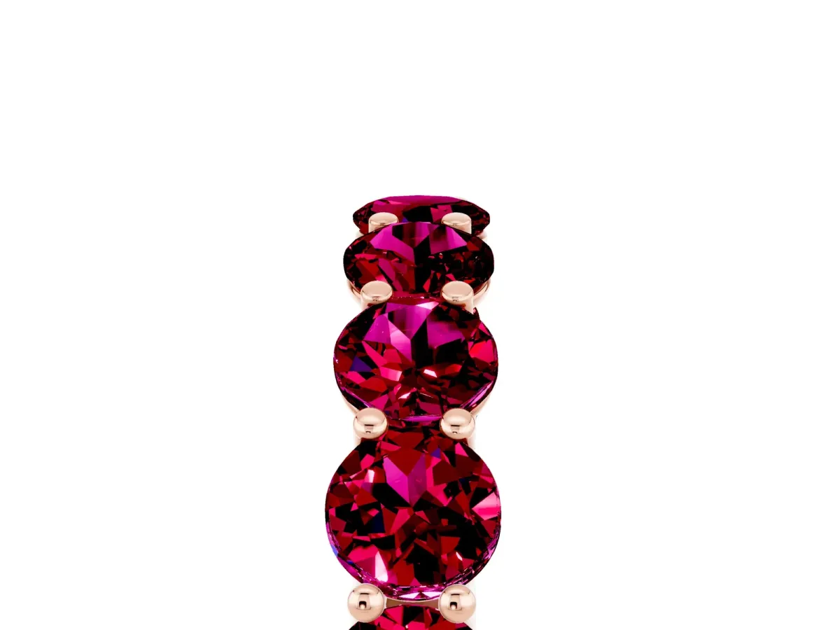 Round Garnet Shared Prong Eternity Band Rose gold