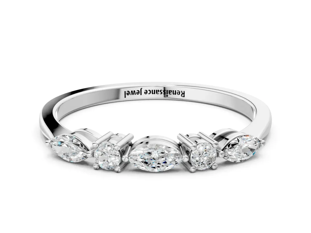 Prong Set Round Diamond Half-Eternity Band Platinum