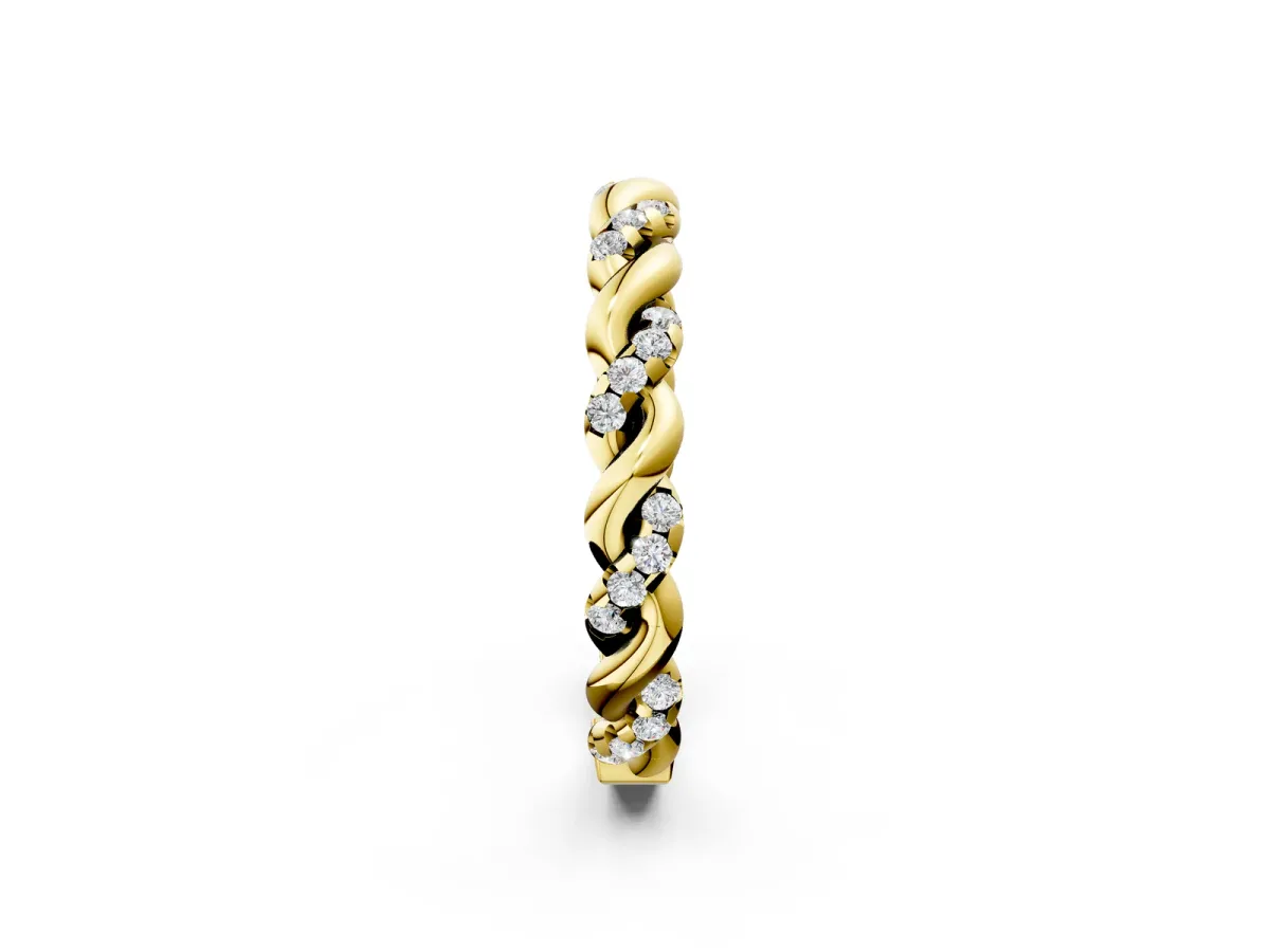 Twisted Pavé Round Diamond Eternity Band Yellow gold