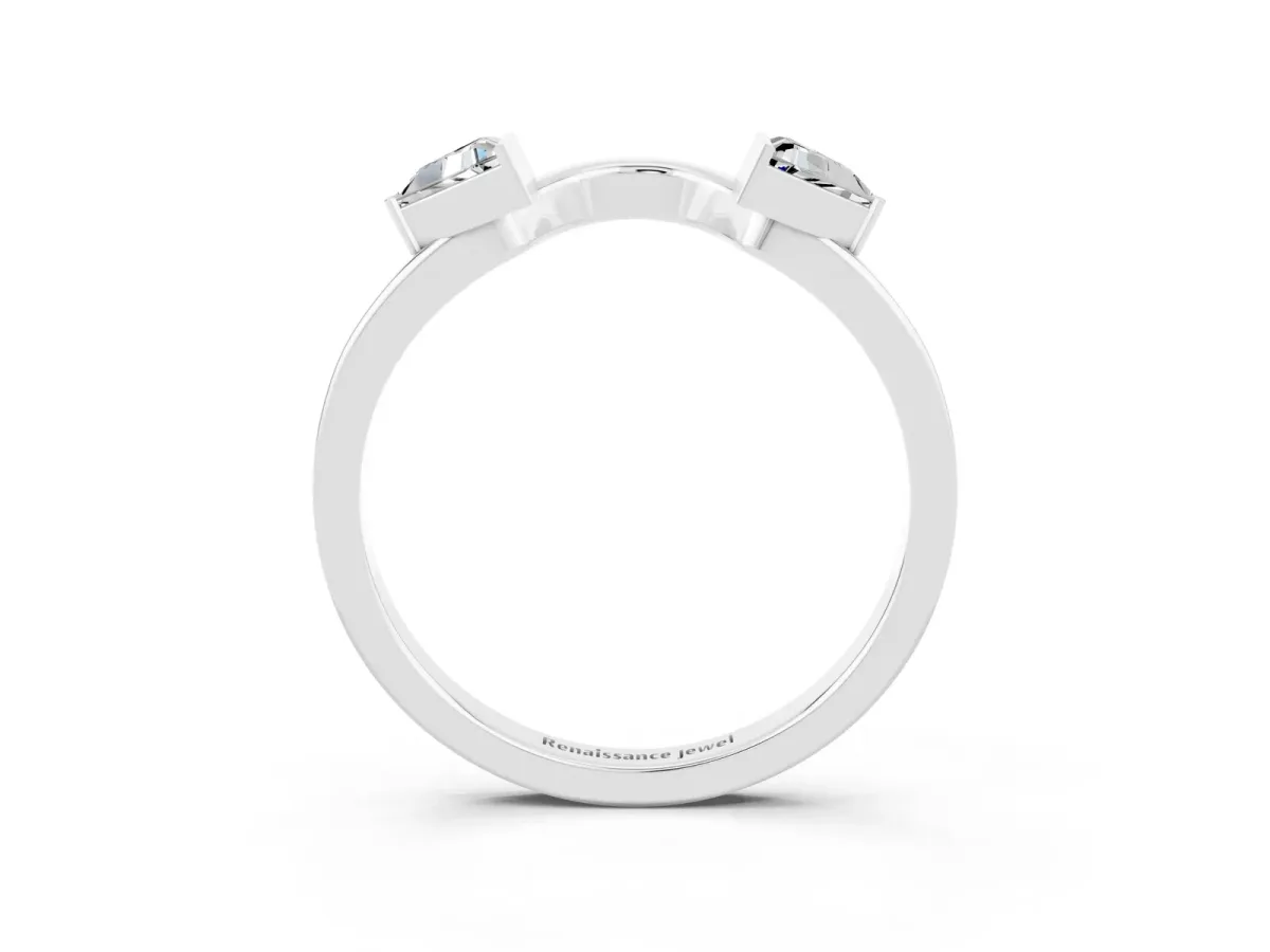 Trillion Moissanite Open Band Ring with Bezel Setting Platinum