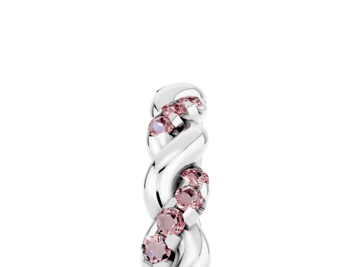 Twisted Pavé Round Morganite Eternity Band White gold