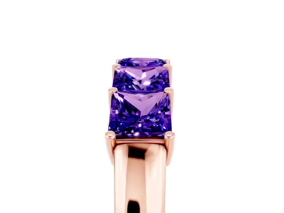 Princess Cut Five-Stone Tanzanite Band with Prong Setting Rose gold
