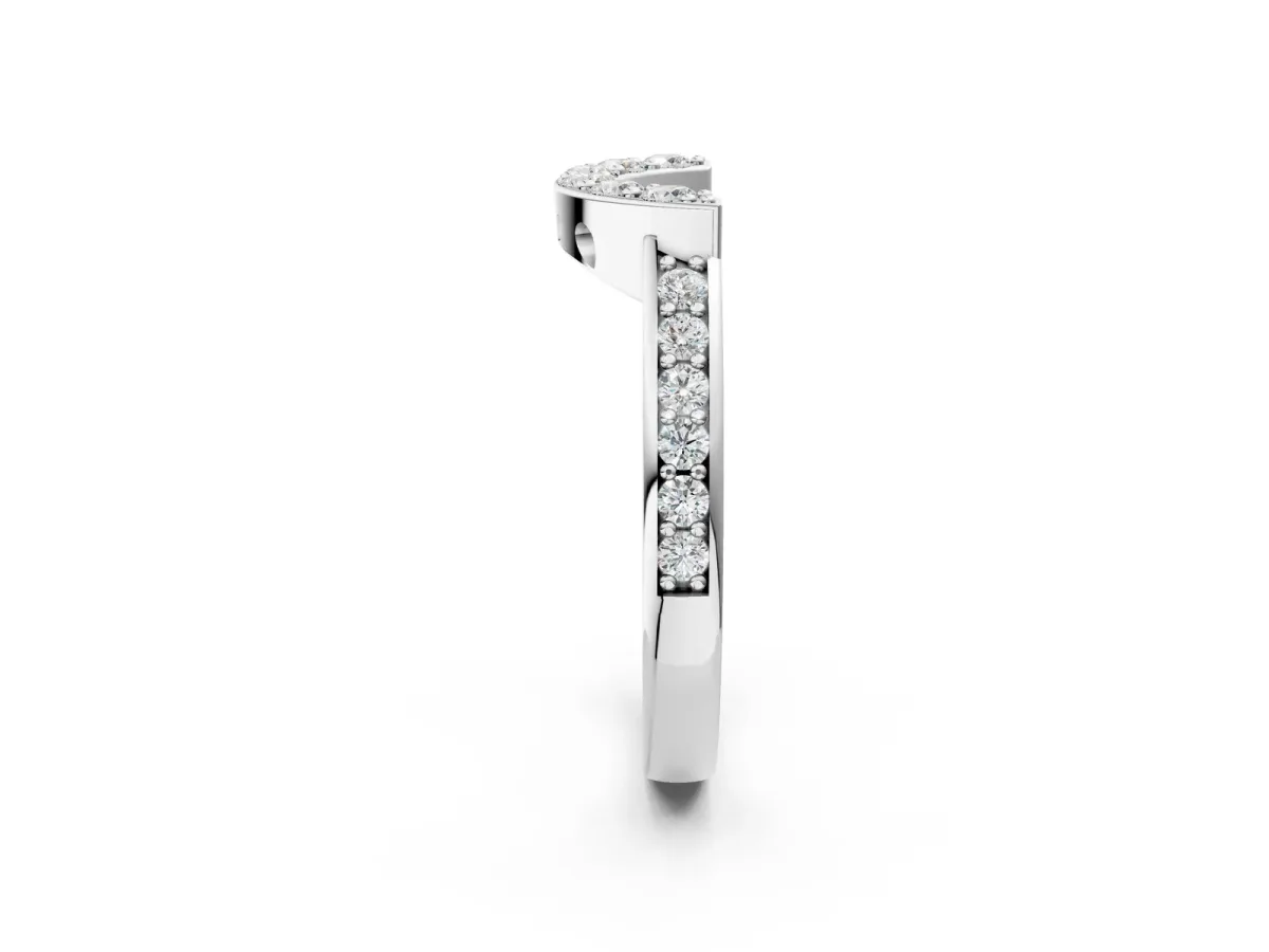 U-Shaped Pavé Round Diamond Contour Band with Shared Prong Setting Platinum