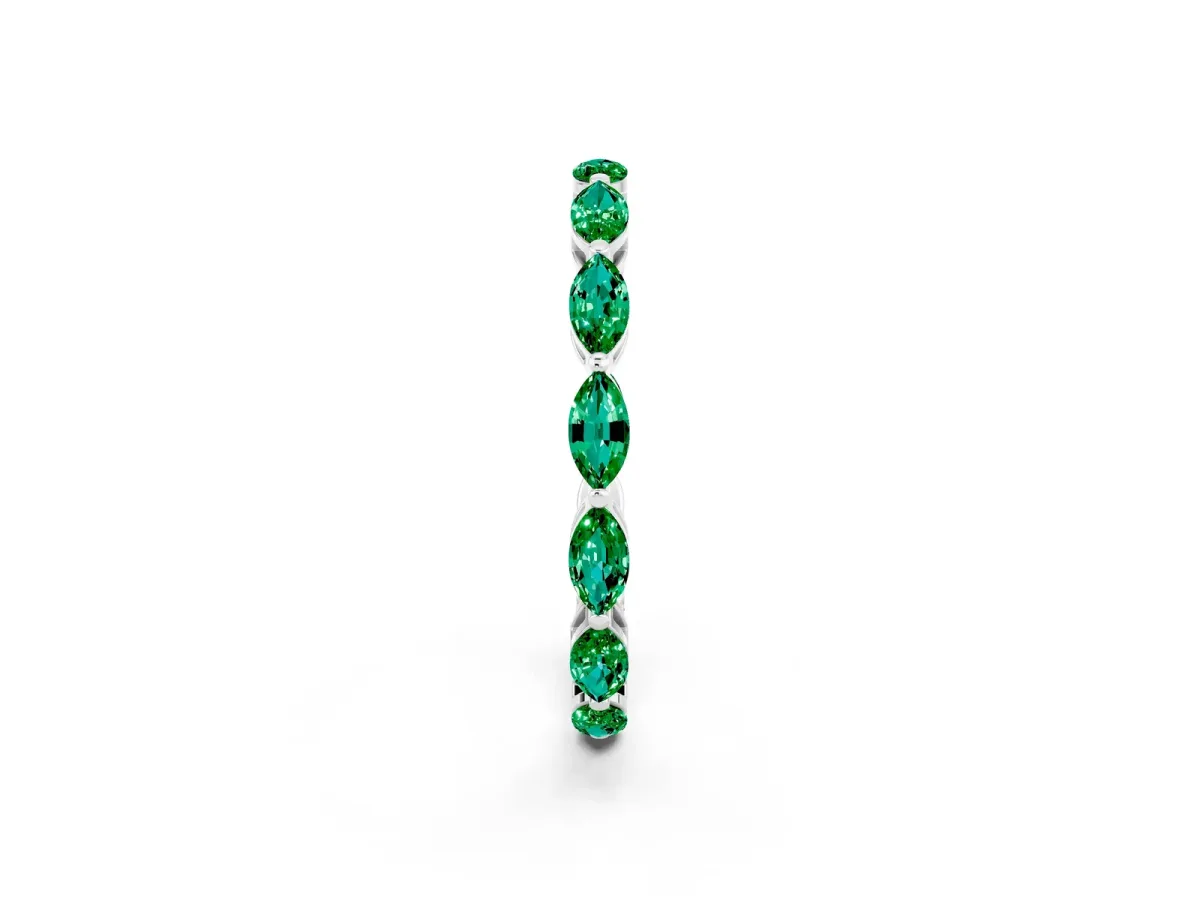 Marquise Emerald Eternity Band with U-Prong Setting Platinum
