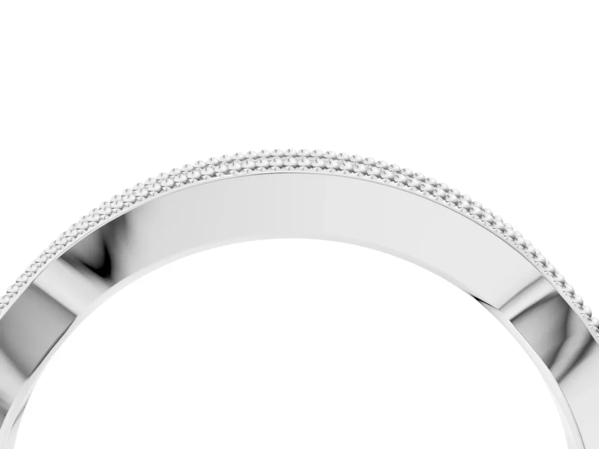 Milgrain Channel-Set Round Diamond Contour Band Platinum