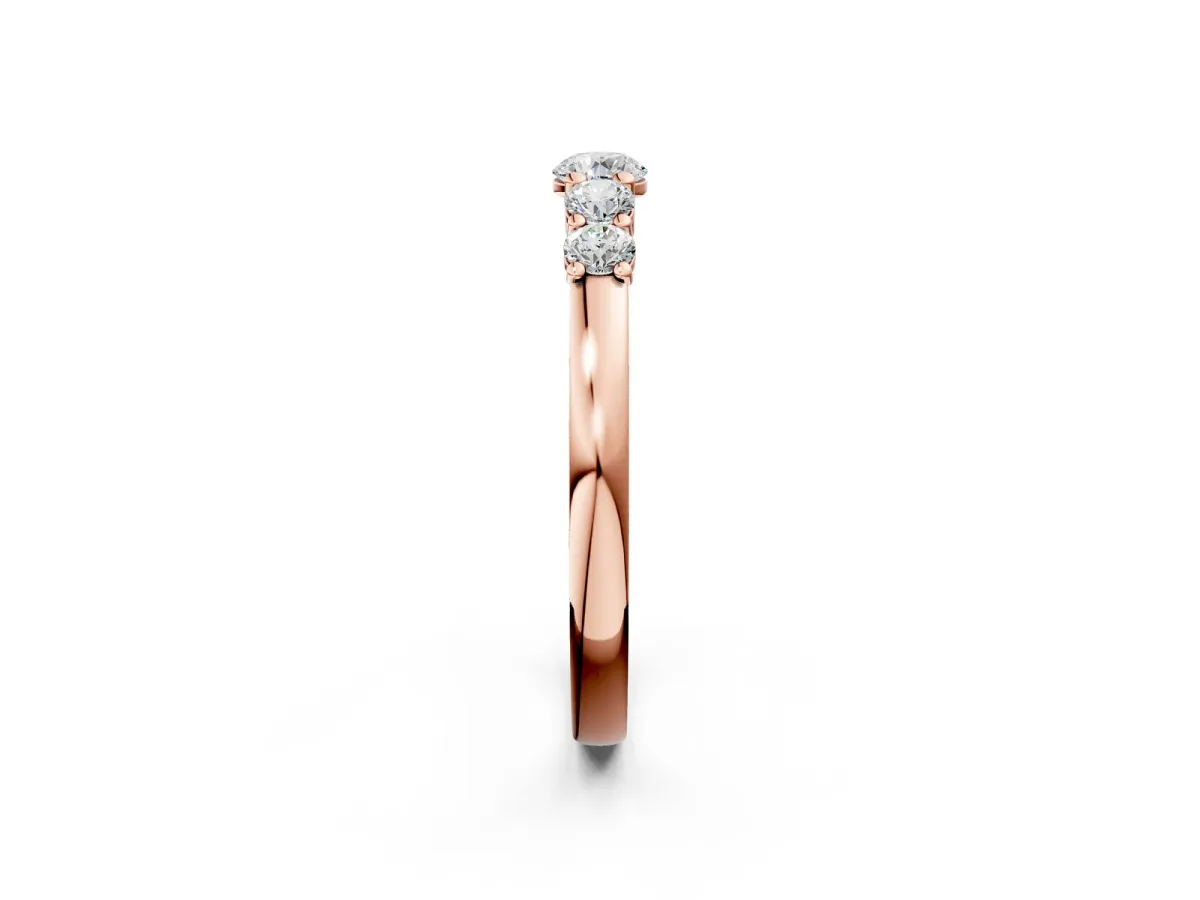 Five-Stone Round Diamond Prong Set Half Eternity Band Rose gold