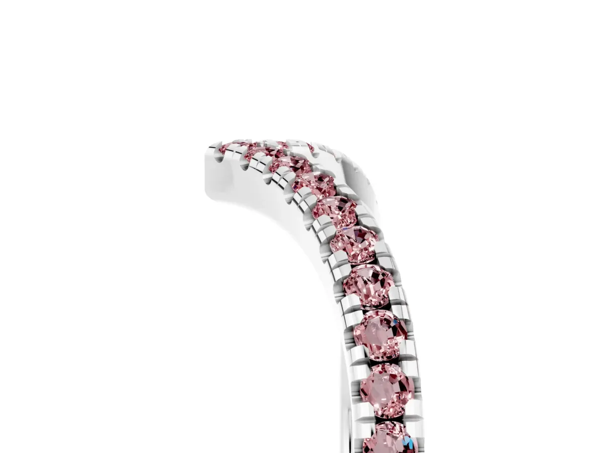 Pavé Round Morganite V-Shaped Chevron Band with Shared Prong Setting Silver