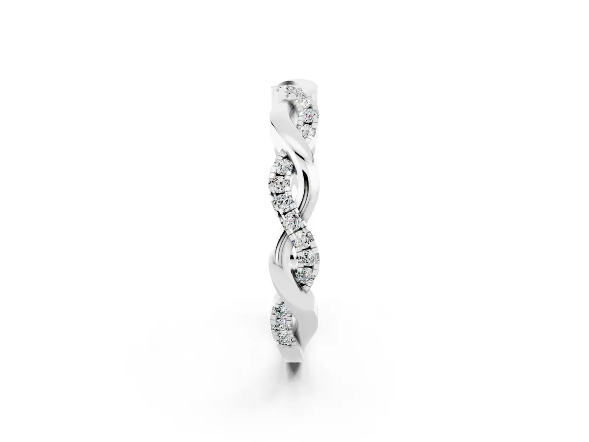 Round Moissanite Twist Eternity Band with Pavé Setting Silver