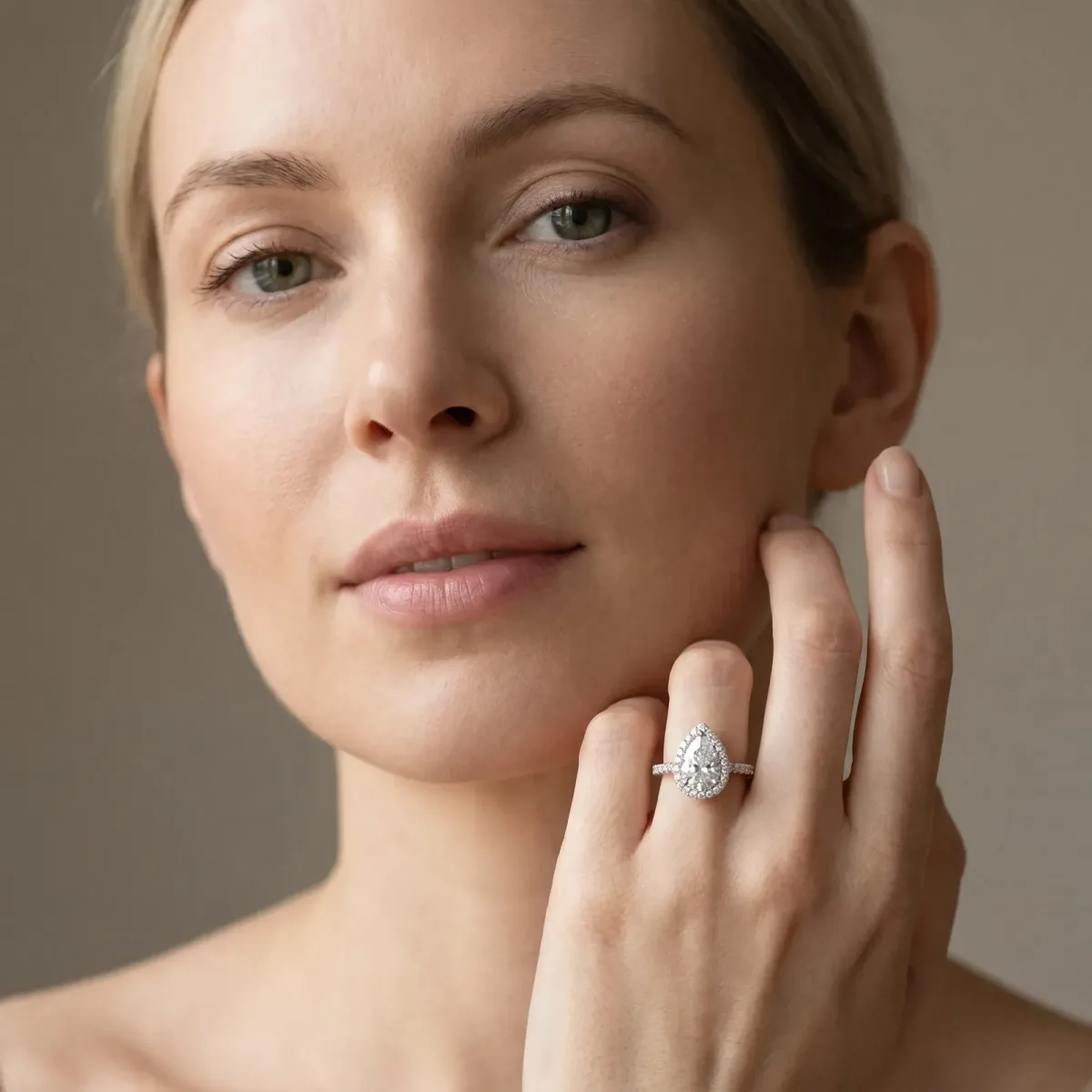 Asscher Cut Diamond Halo Ring with Round Pavé Split Shank and Prong Setting Platinum