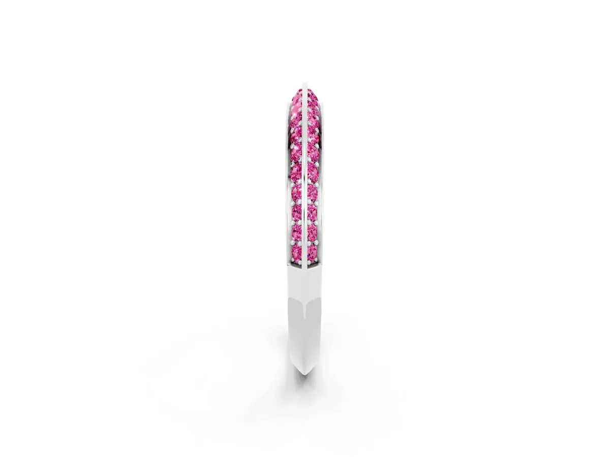 Double Row Pavé Round Pink Sapphire Eternity Band with Channel Setting Platinum