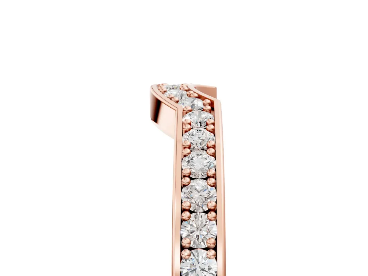 Pavé Round Diamond Contour Band with Channel Setting Rose gold