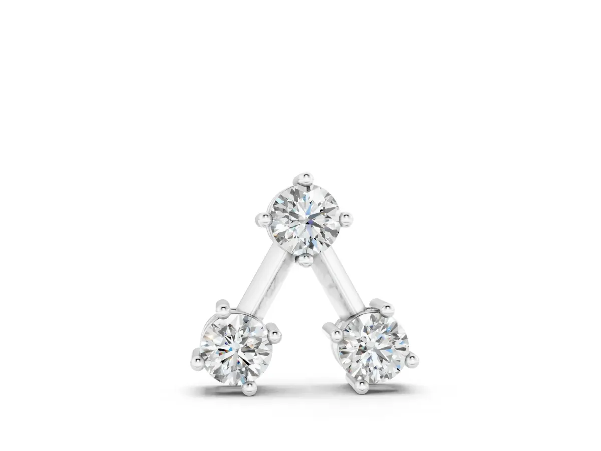 Three-Stone Round Diamond Prong Set Pendant Silver