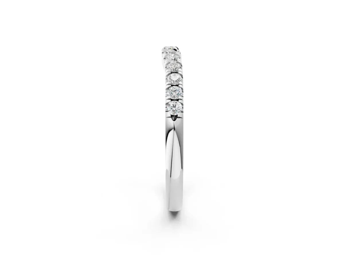 Round Diamond Pavé Curved Eternity Band with Shared Prong Setting Platinum