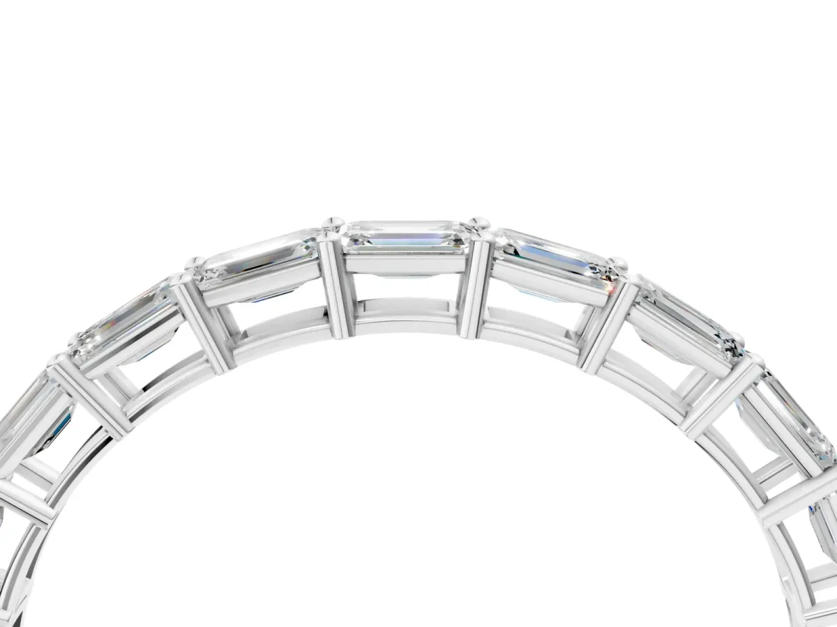 Emerald Cut Diamond Single Row Wedding Band White gold