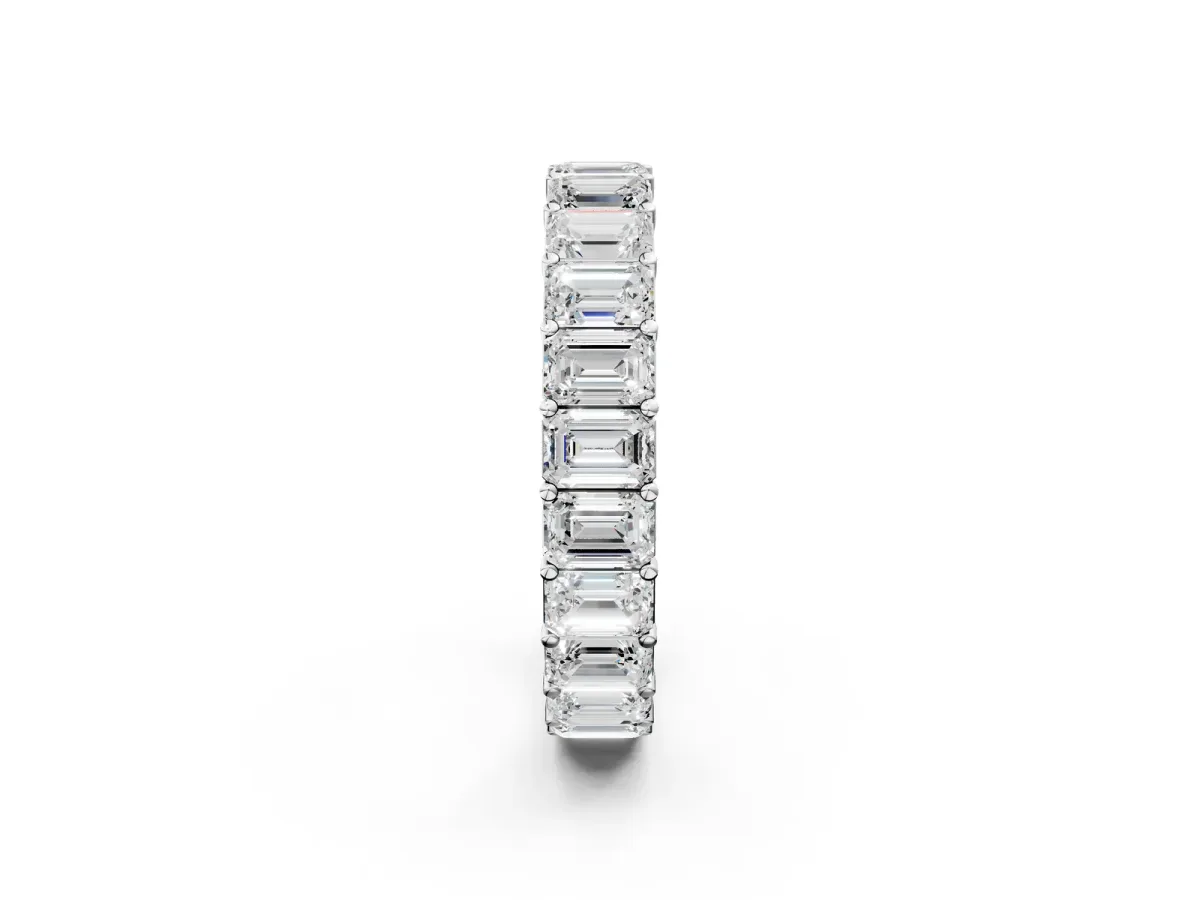 Emerald Cut Diamond Eternity Band with Shared Prong Setting Platinum