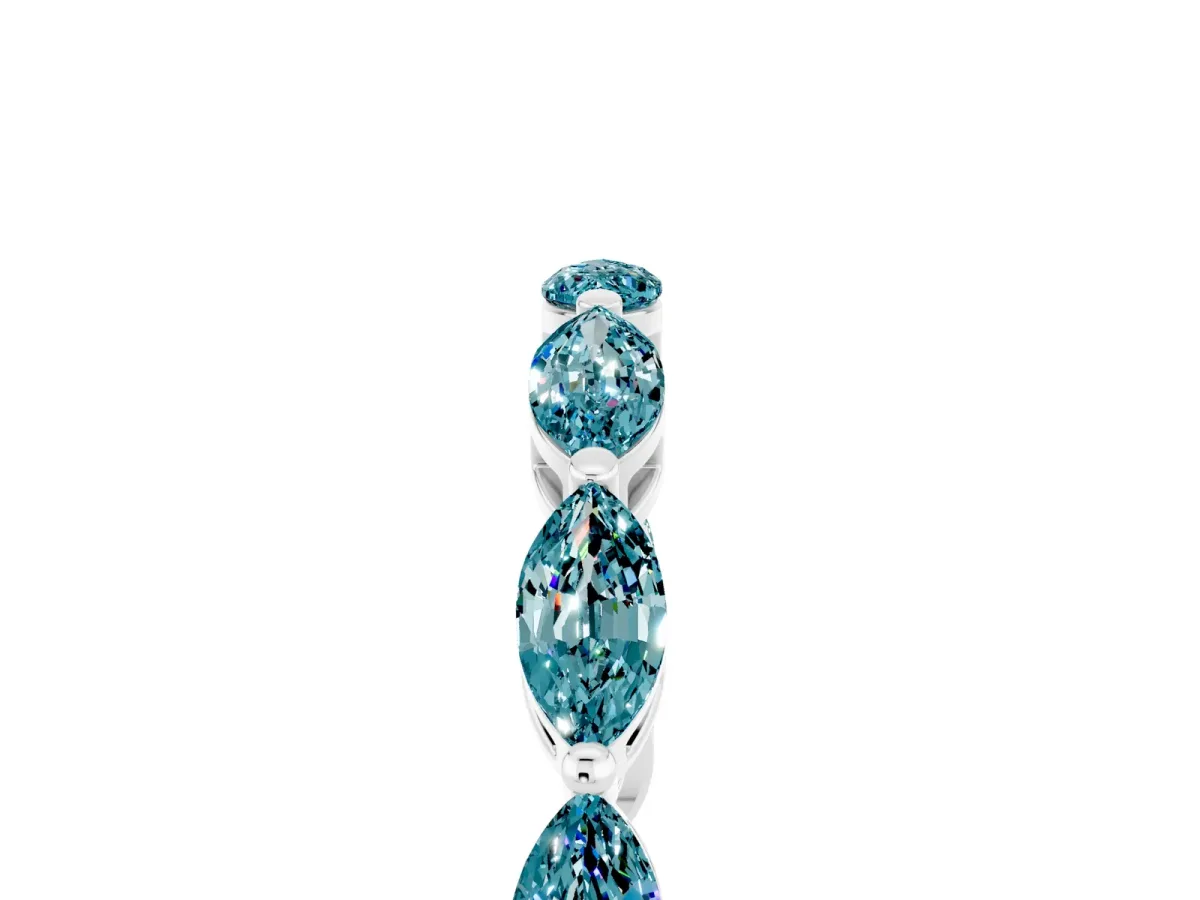 Marquise Blue Topaz Eternity Band with U-Prong Setting Silver