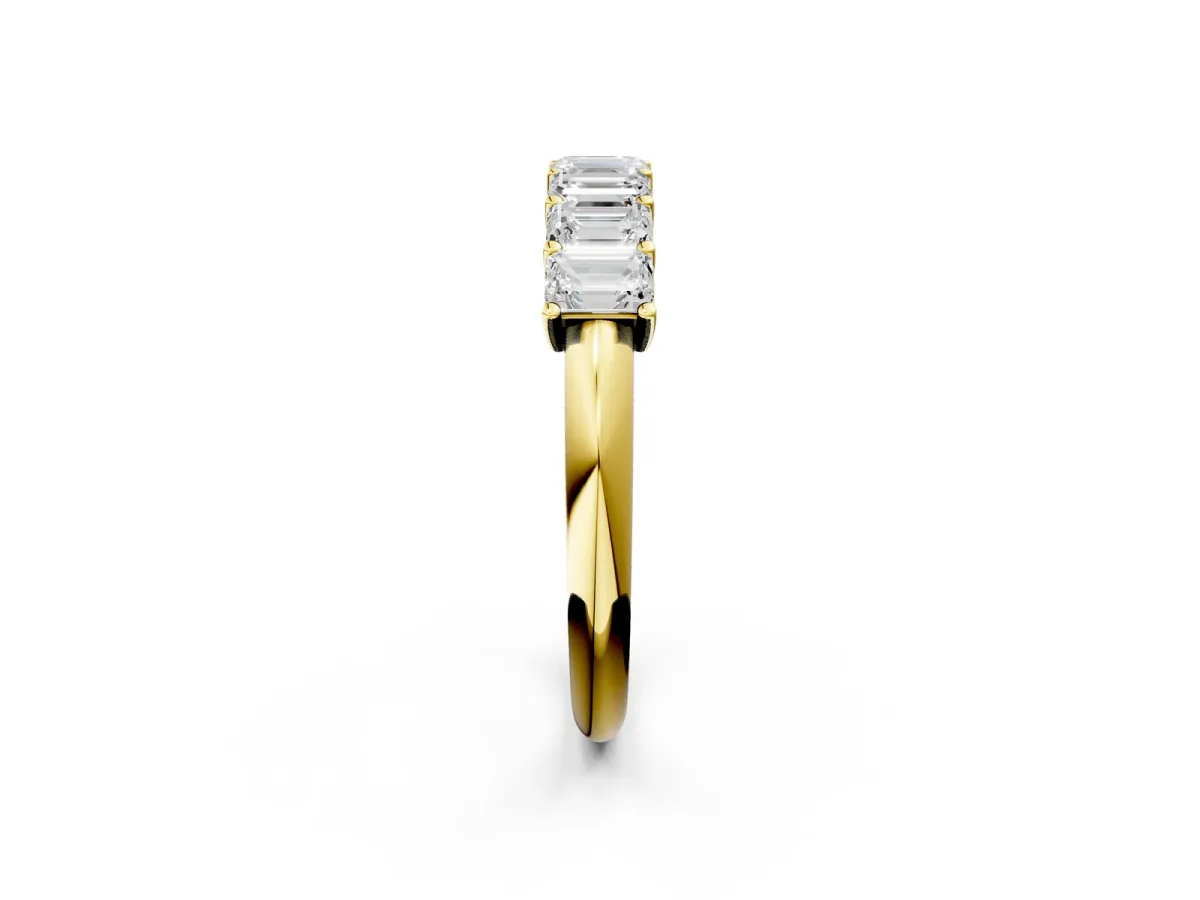 Emerald Cut Diamond Prong-Set Half Eternity Band Yellow gold