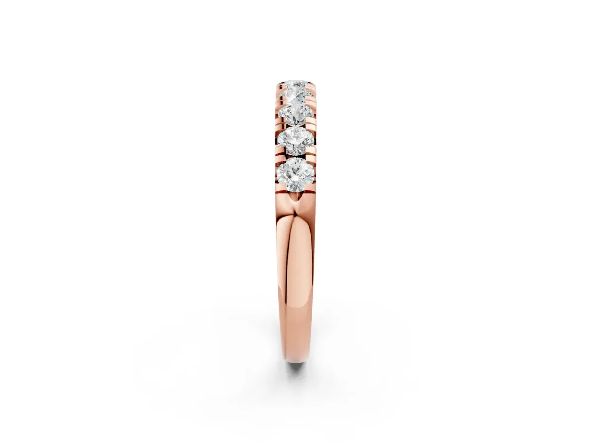 Round Diamond Half-Eternity Prong Set Band Rose gold