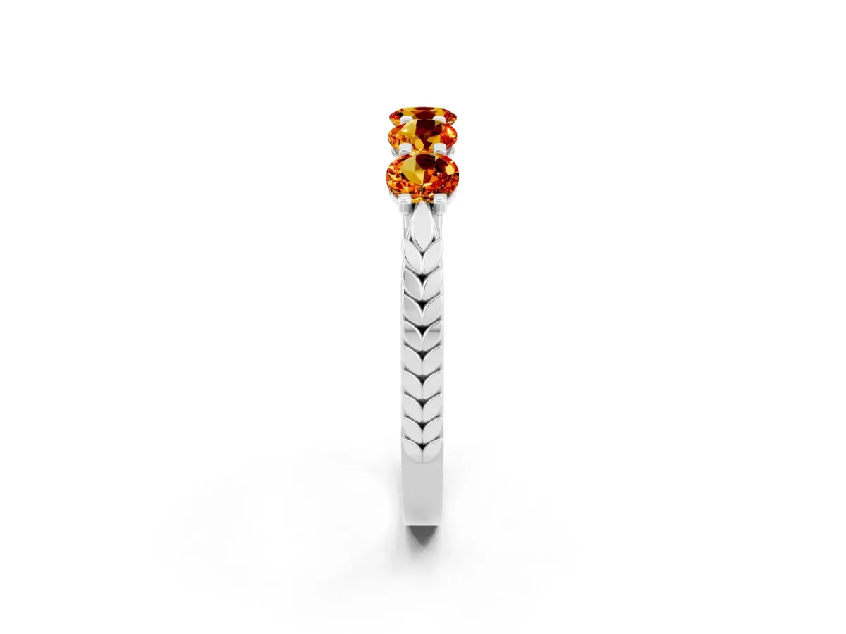 Five-Stone Round Citrine Prong-Set Band Platinum