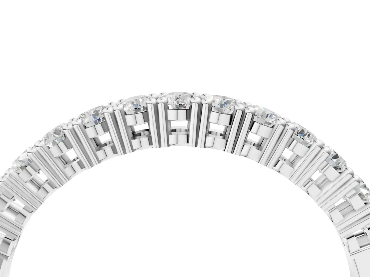 Round Diamond Half-Eternity Band with Shared Prong Setting Silver