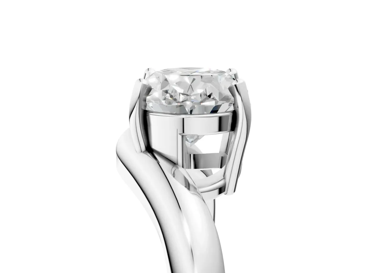 Oval Diamond Twisted Solitaire Ring White gold
